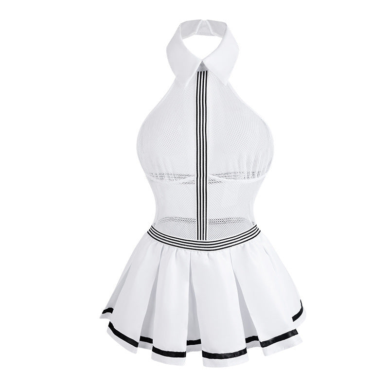 Image of Manyan sexy underwear sexy college style one dress two penetration hollow open back open-end one-piece pajamas 9884